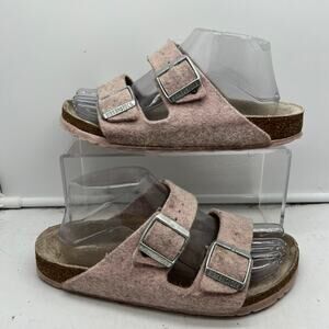 Birkenstock Sandals Womens 38 US 7 Arizona Pink Wool Felt Fleece Slides